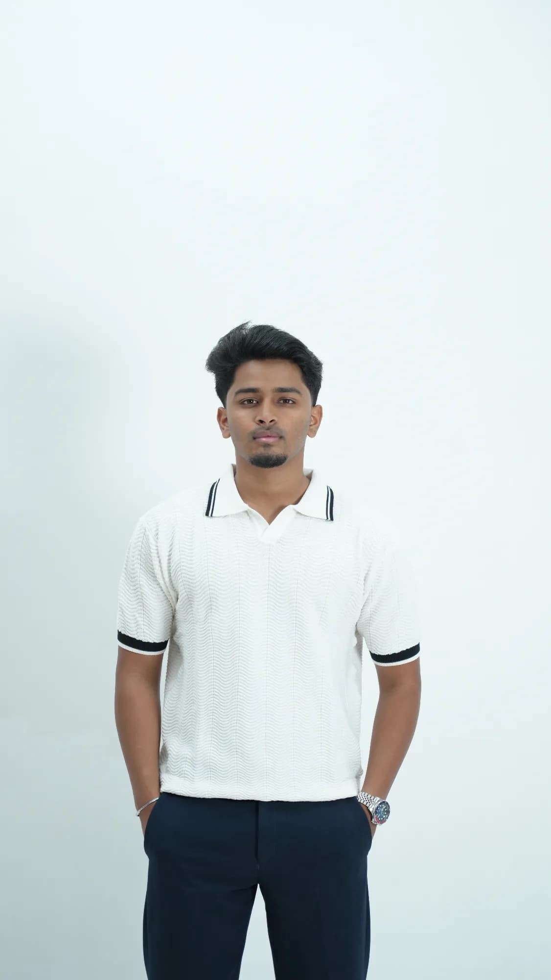RIVIERA — WHITE KNIT Oversized Tee